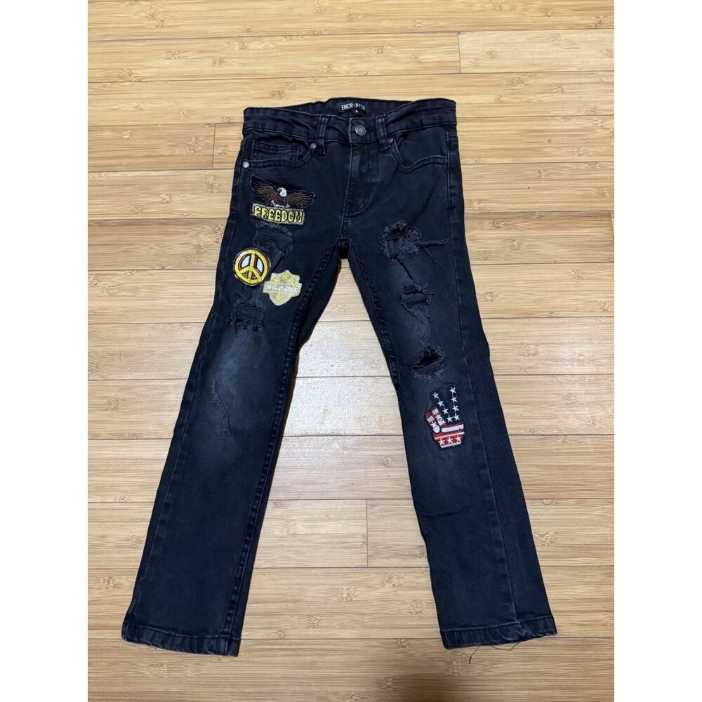Encripted children’s black distressed denim jeans size 5